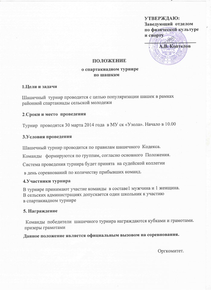 Положение по шашкам
